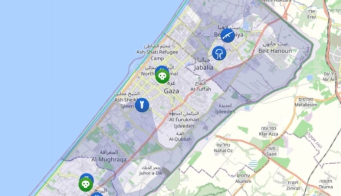 Mapa Koja Pokazuje Teritoriju Izraelske Okupacije U Gazi